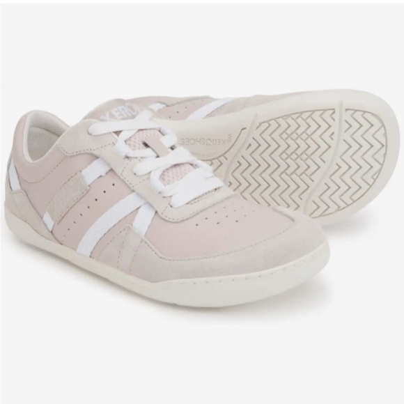 Xero Shoes Kelso Pale Pink &White Leather Sneakers Retro Court - Picture 1 of 5